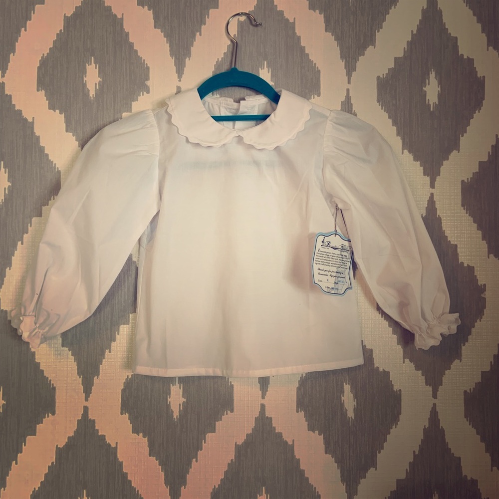 4T White collar shirt w/ ruffles- Remember Nguyen